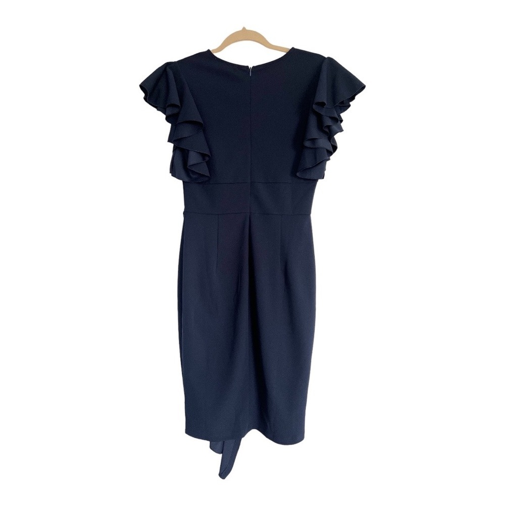 Knitee Women’s V Neck Ruffle Sleeves Cocktail Party Pencil Formal Dress Medium - Picture 6 of 7